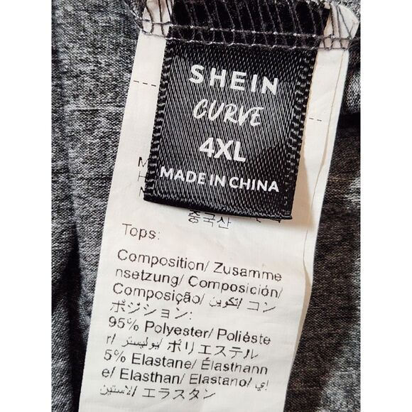 Shein Curve Heart Decorative Ruched Short Sleeve Top Women's 4XL Grey - Picture 3 of 7